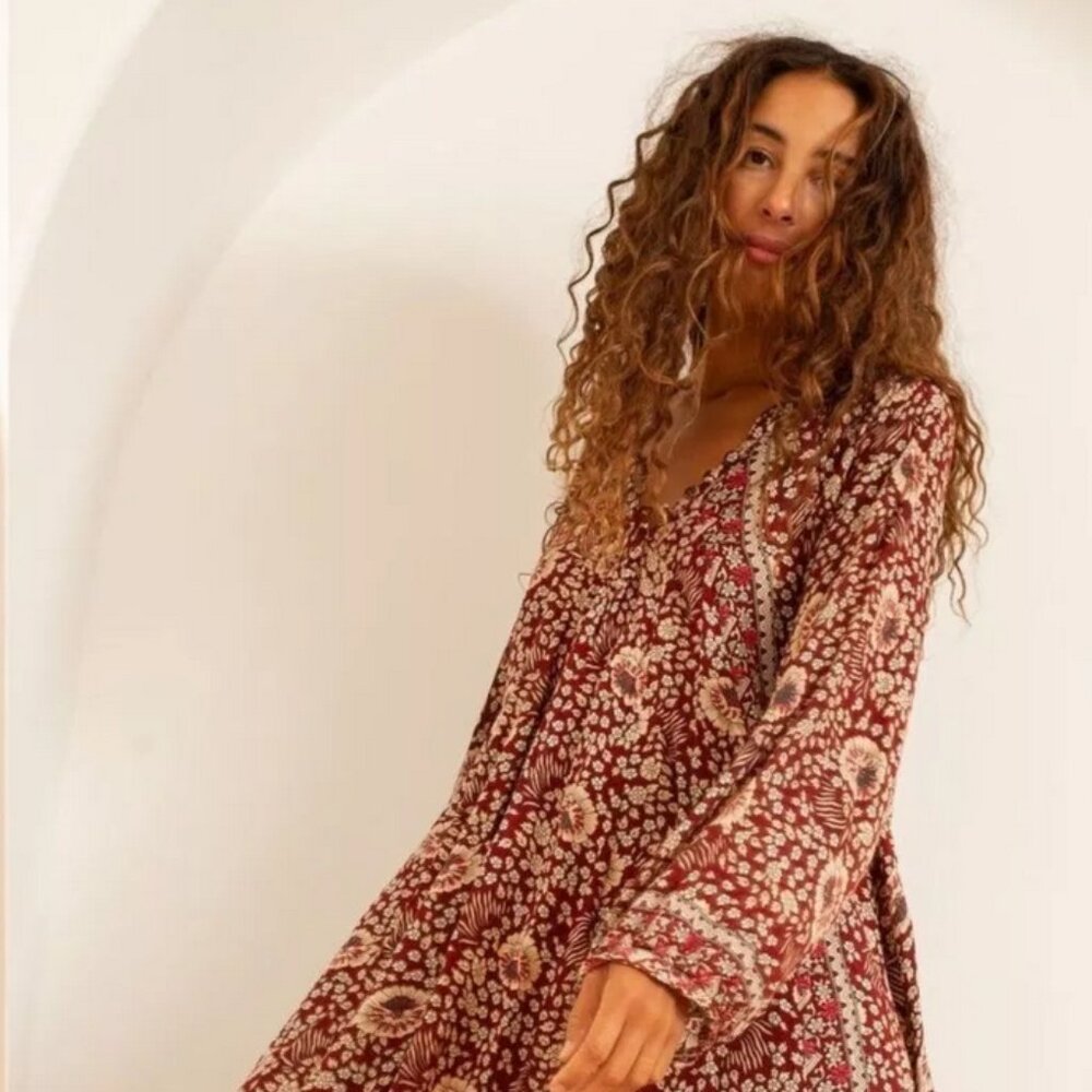NEW With Tags:  Natalie Martin Fiore Maxi Dress in Vintage Flowers Red; XS
